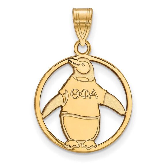 14K Plated Silver Theta Phi Alpha Medium Circle Pendant